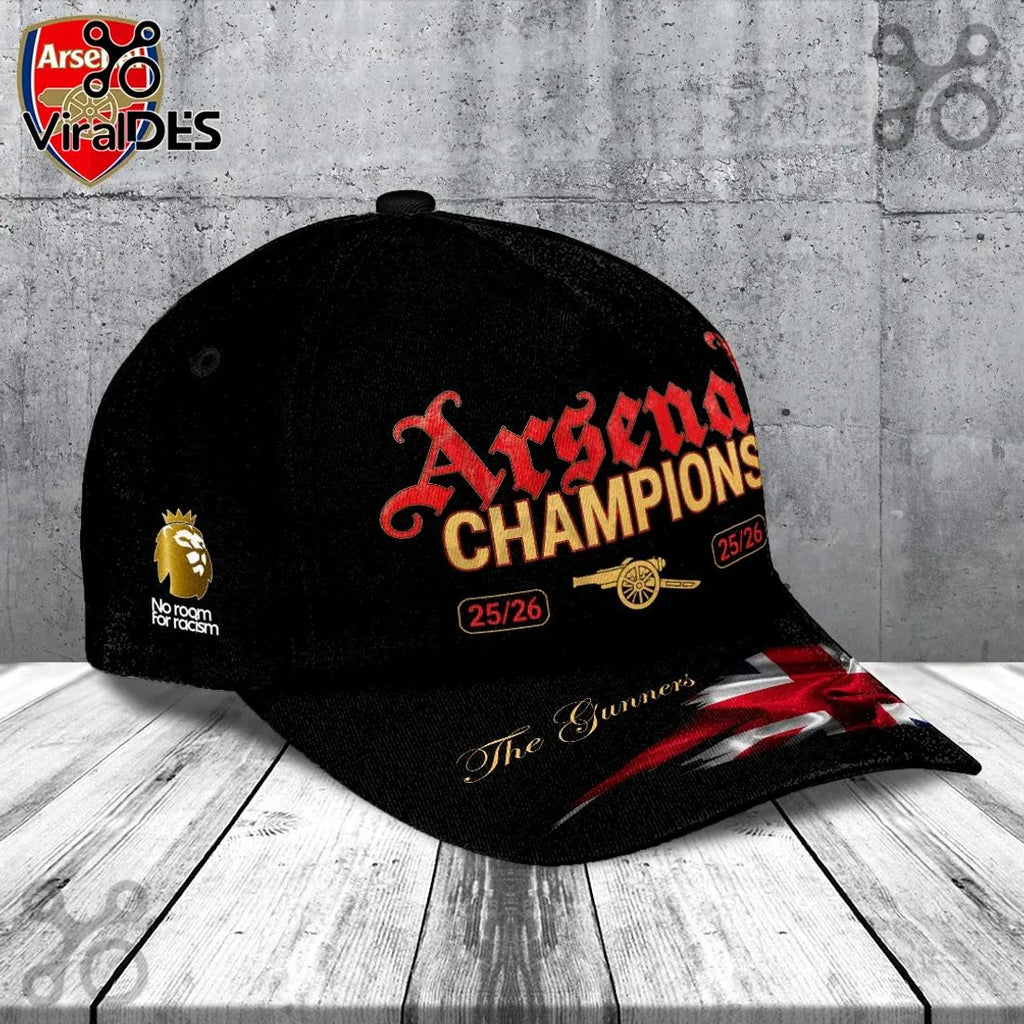 Arsenal FC Premier League Champions 2025/26 Black Baseball Cap