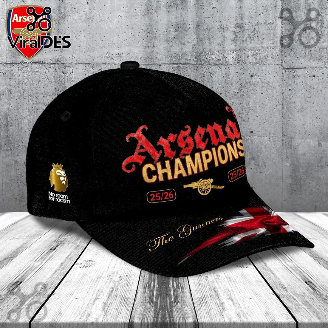 Arsenal FC Premier League Champions 2025/26 Black Baseball Cap