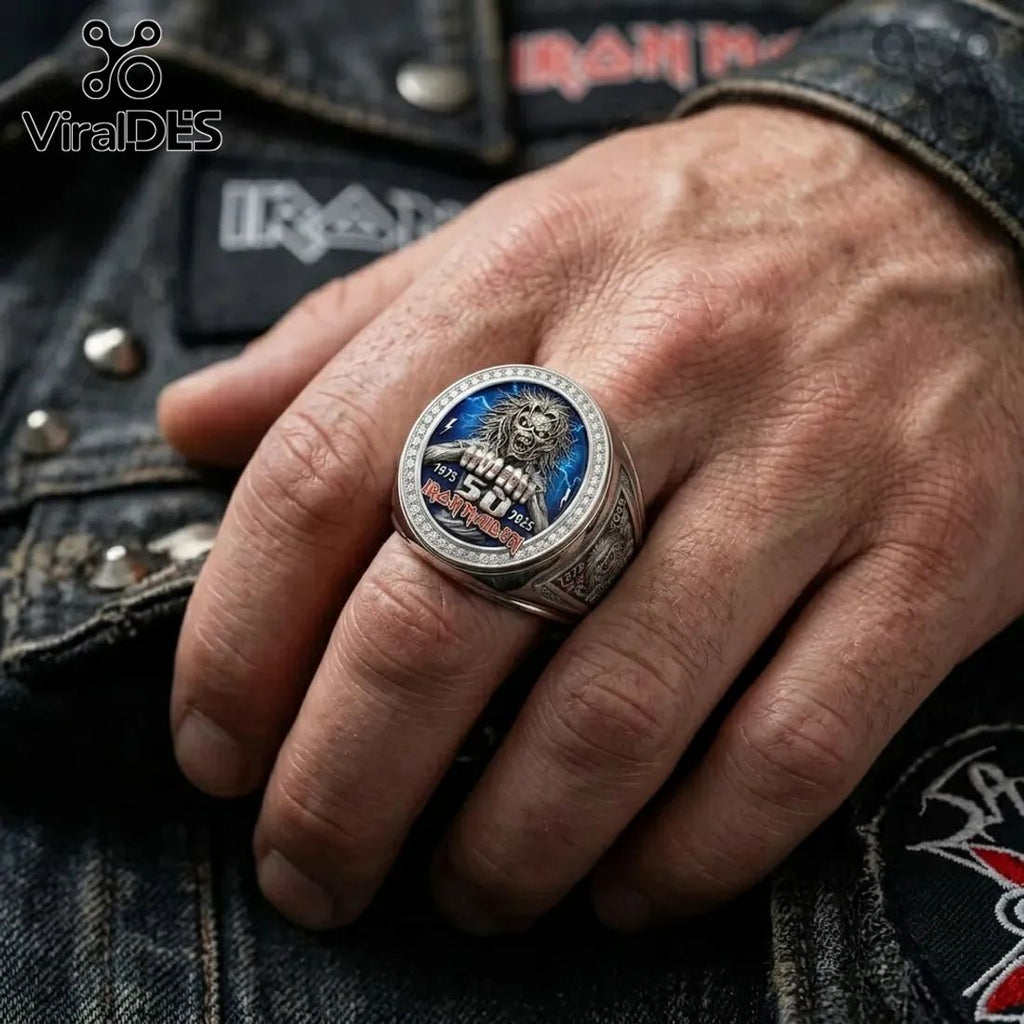 Iron Maiden 50th Anniversary Engraved Stainless Steel Ring