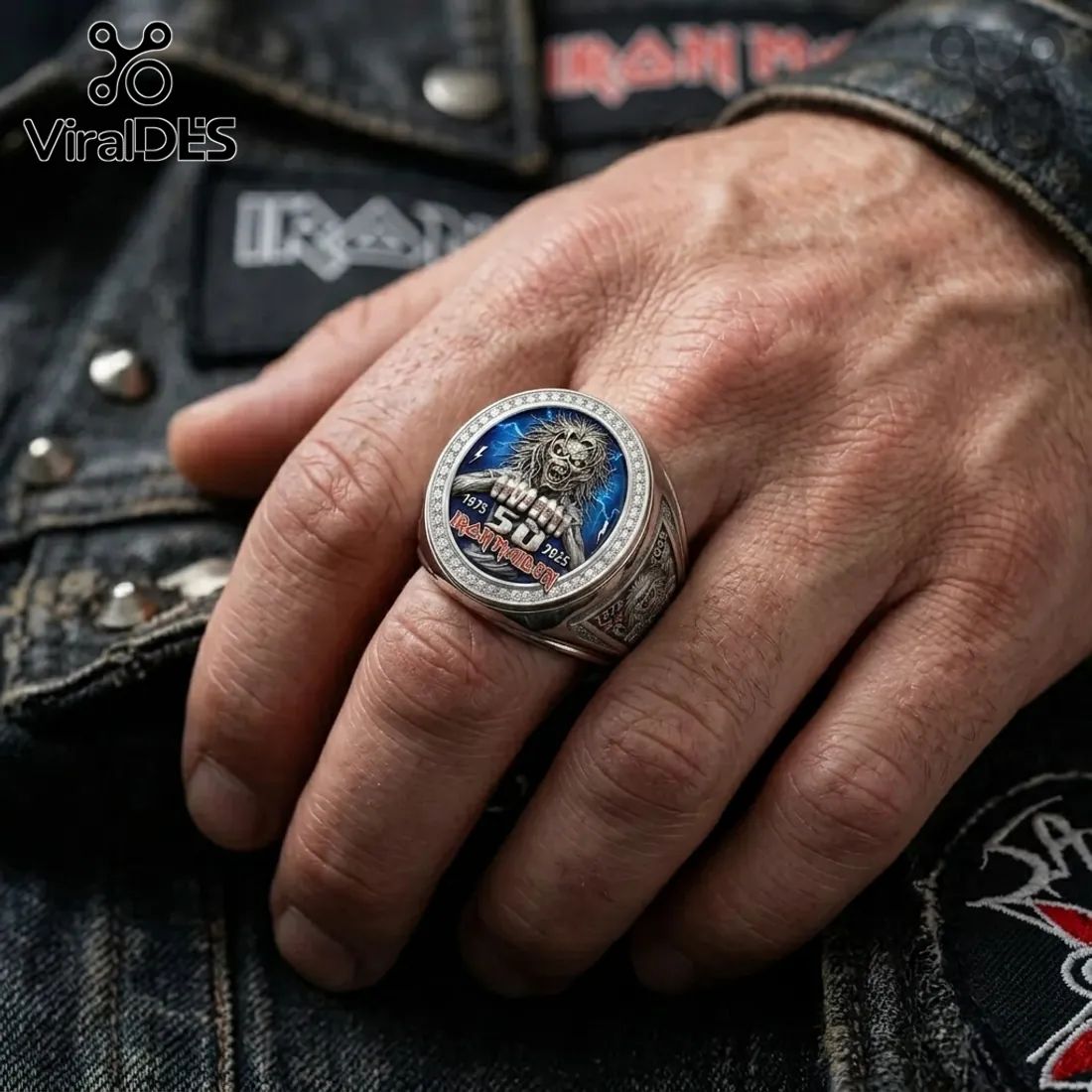 Iron Maiden 50th Anniversary Engraved Stainless Steel Ring