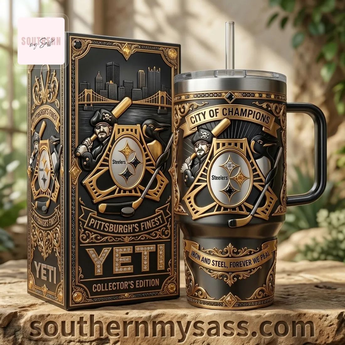 YETI Pittsburgh City of Champions Collector’s Edition 40oz Insulated Tumbler With Handle