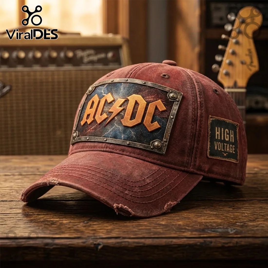 AC/DC High Voltage Vintage Distressed Rock Band Baseball Cap