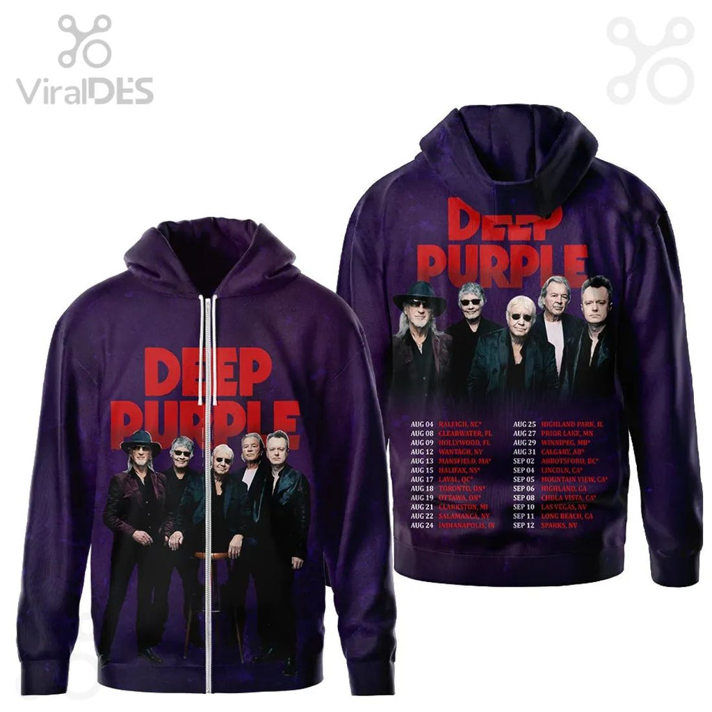 Deep Purple Official 2024 Tour Dates Graphic Print Band T-Shirt