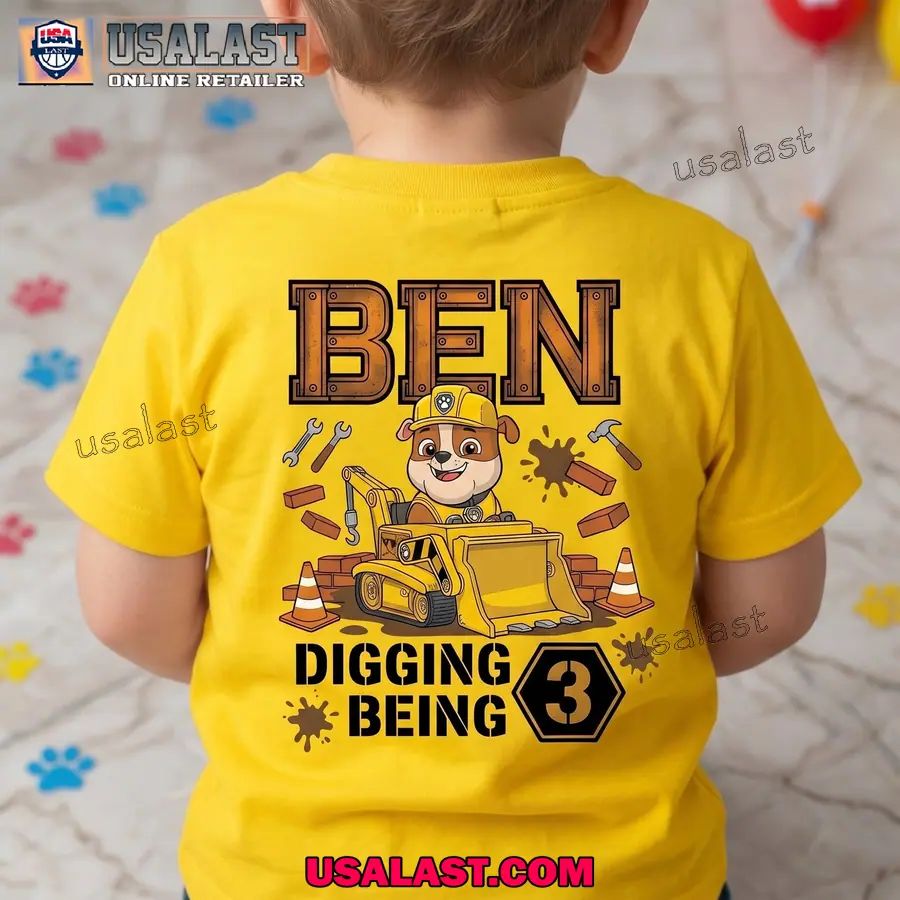 Personalized Sheriff Labrador Rubble On The Double Birthday Kid Tee Shirt