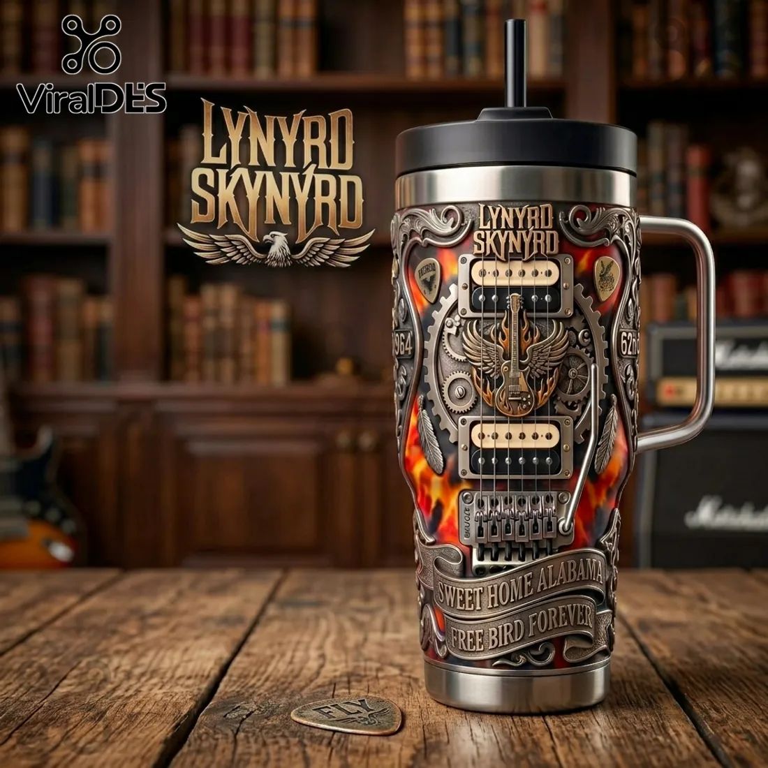 Lynyrd Skynyrd x Yeti Stainless Steel Sculpted Guitar Sweet Home Alabama Tumbler
