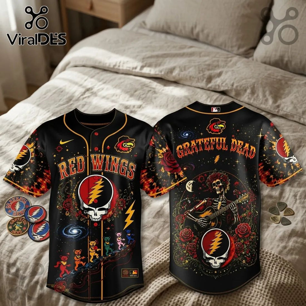 Grateful Dead Rochester Red Wings Tie Dye Baseball Jersey