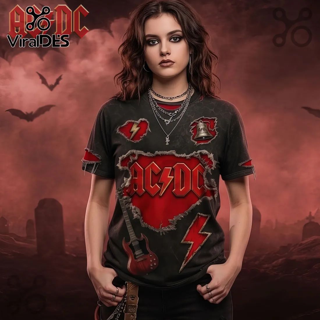 AC/DC Band For Those About To Rock Cannon Distressed Crewneck Shirt