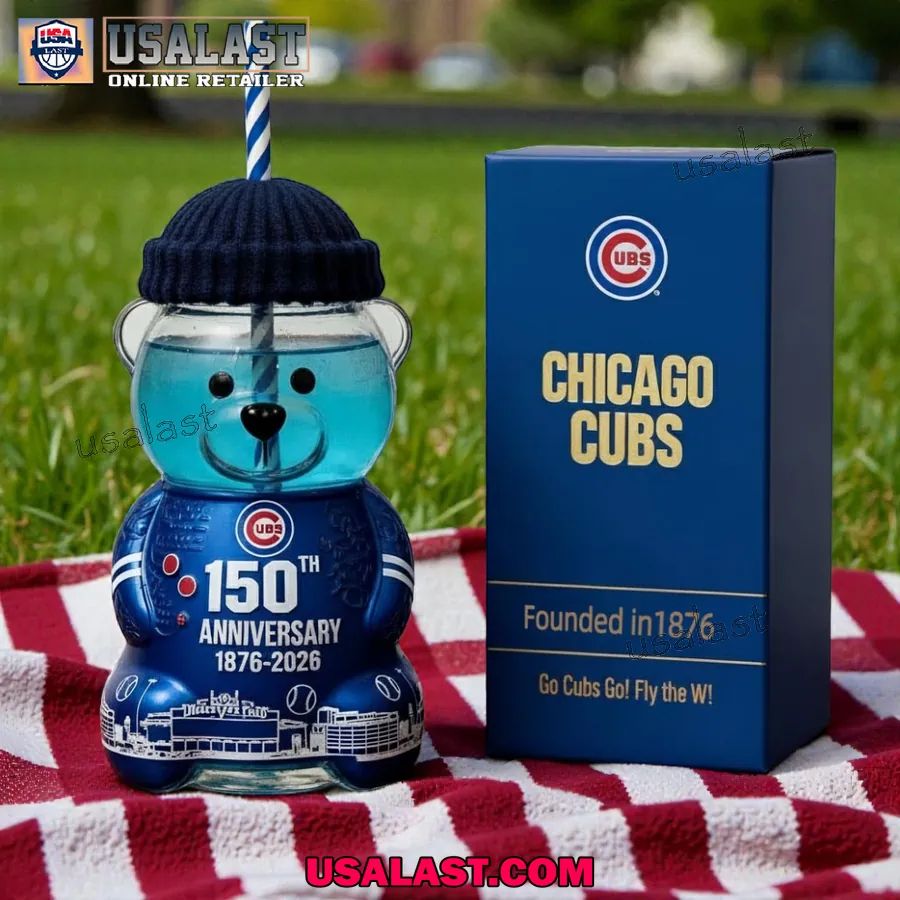 Chicago Cubs 150th Anniversary Collectible Bear Glass Cup