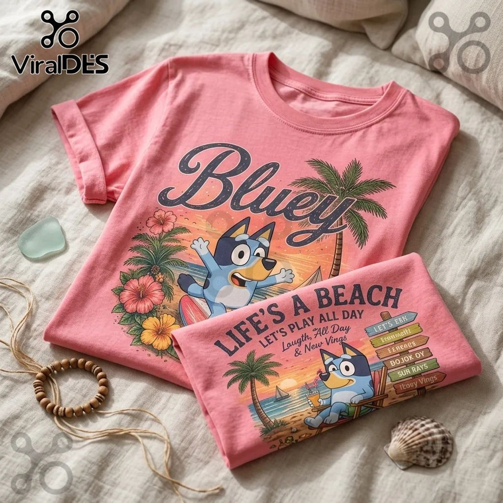 Bluey Pink Retro Sunset T-Shirt 2026
