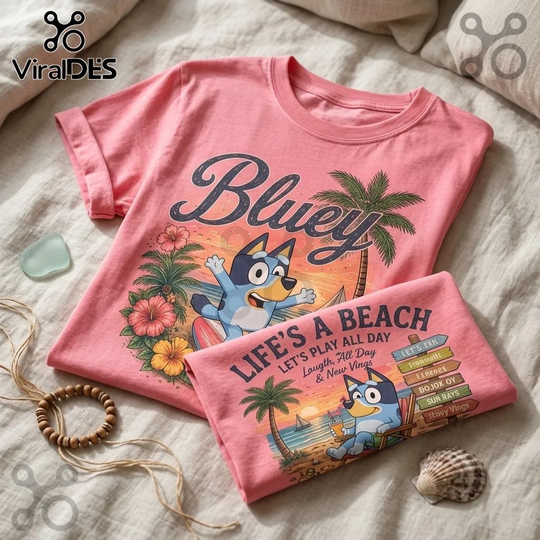 Bluey Pink Retro Sunset T-Shirt 2026