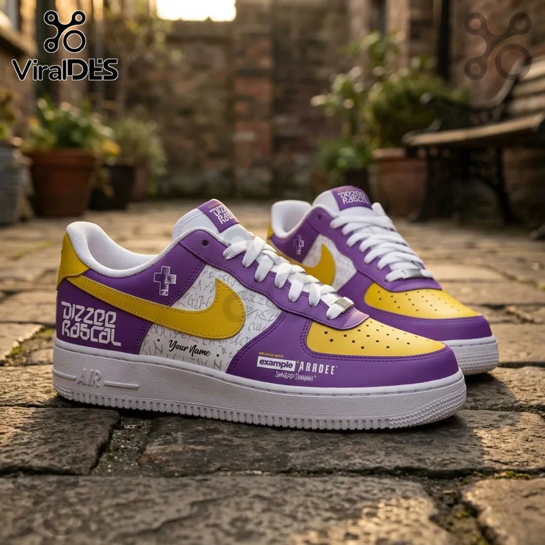 Dizzee Rascal We Want Bass 2026 Purple Yellow Air Force 1 Sneakers