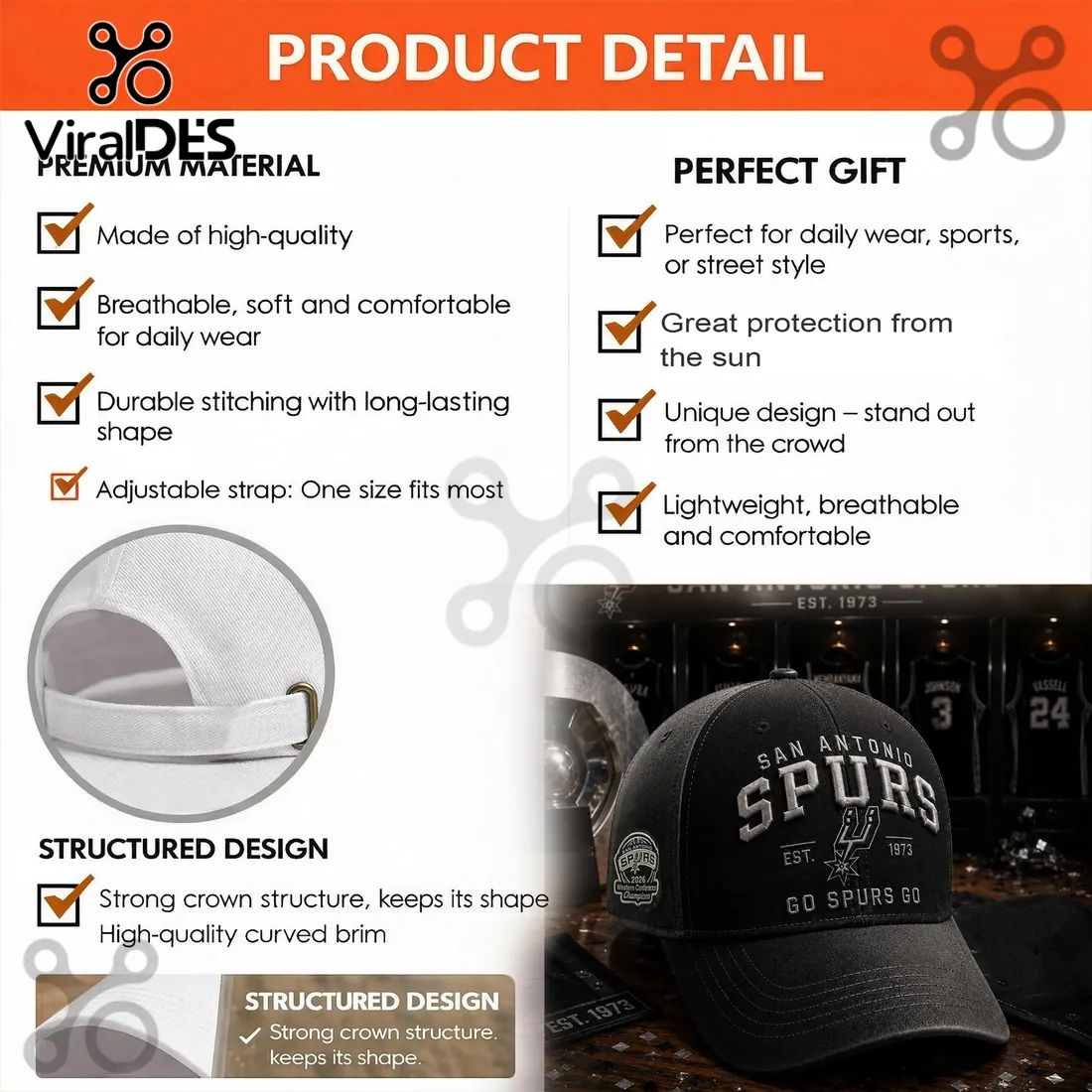 San Antonio Spurs 2026 Western Conference Champions Baseball Cap