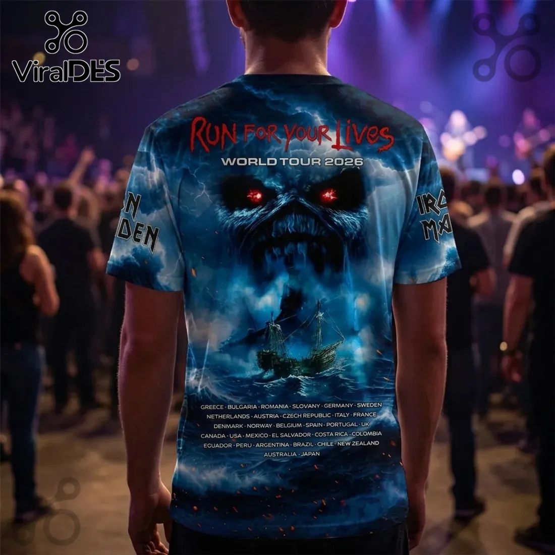 Iron Maiden Eddie Pirate 2026 Tour Casual T-Shirt