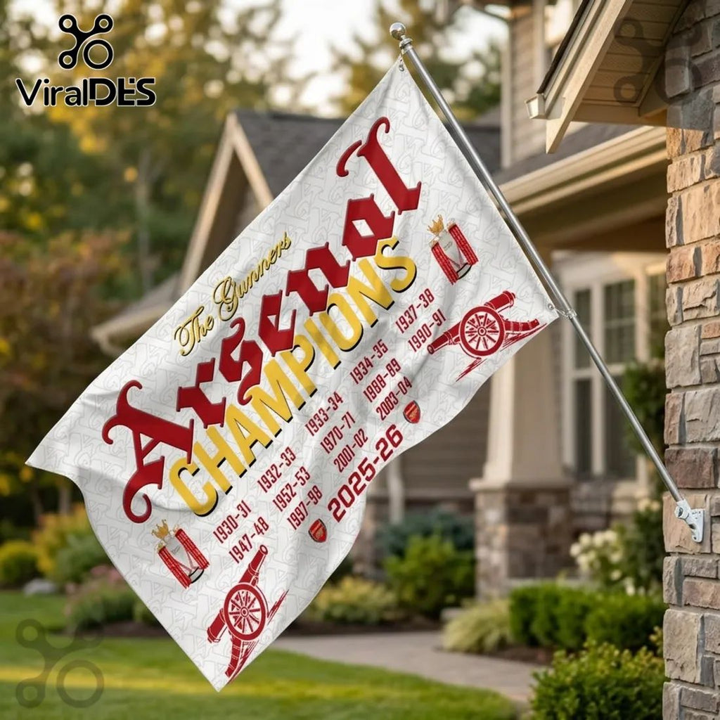 Arsenal FC Premier League Champions 2025-26 Double Sided House Flag