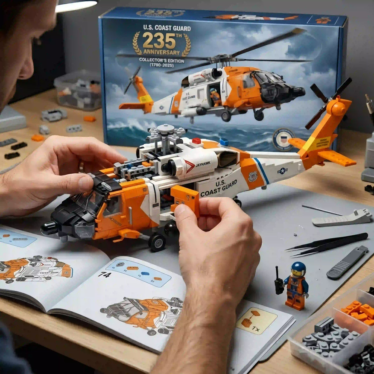 U.S. Coast Guard 235th Anniversary HH-60J Jayhawk Building Brick Set