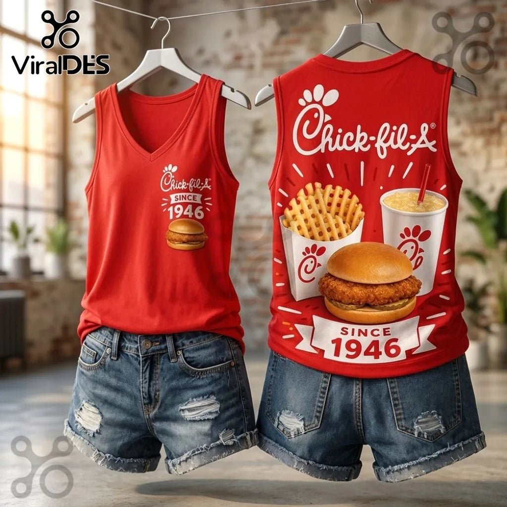 Chick-fil-A Since 1946 Fast Food V-Neck Tank Top