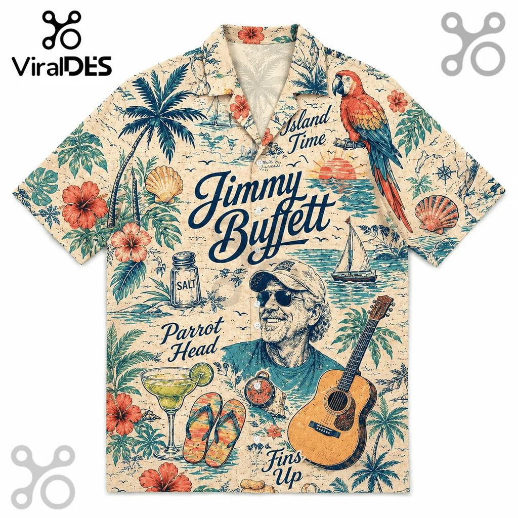 Jimmy Buffett Parrot Head Beach Theme Summer Hawaiian Shirt
