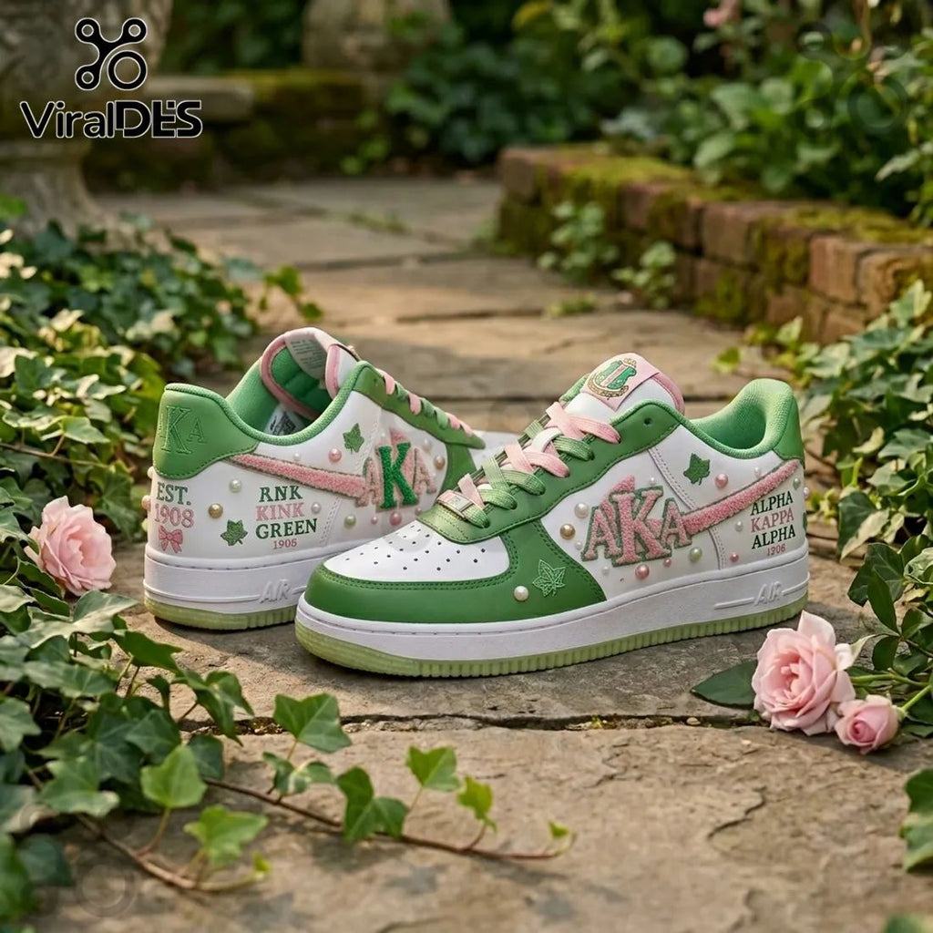 Alpha Kappa Alpha AKA Pink Green Ivy Pearl Custom 1908 Air Force 1