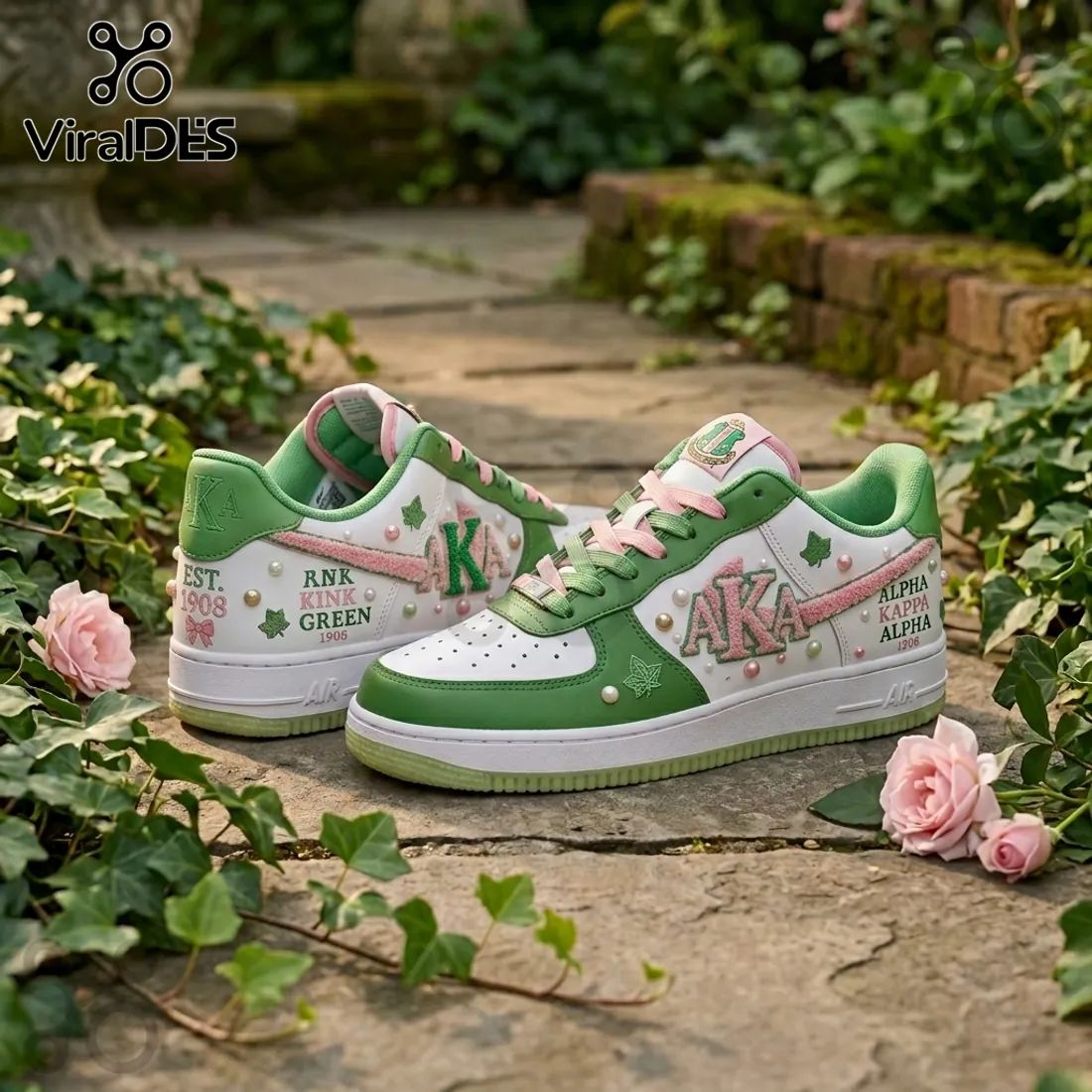 Alpha Kappa Alpha AKA Pink Green Ivy Pearl Custom 1908 Air Force 1