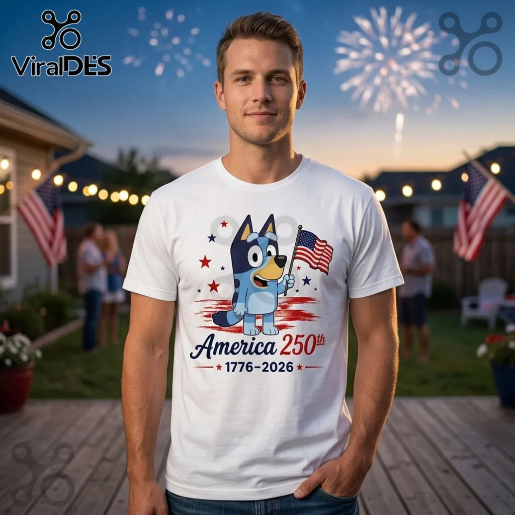 Bluey USA 250th Anniversary 1776-2026 Patriotic Collectible T-Shirt