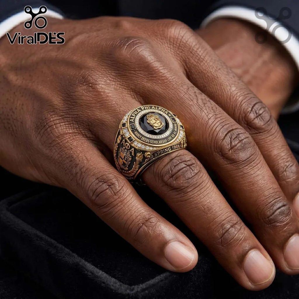 Alpha Phi Alpha 1906 Founders Gold Black Ring