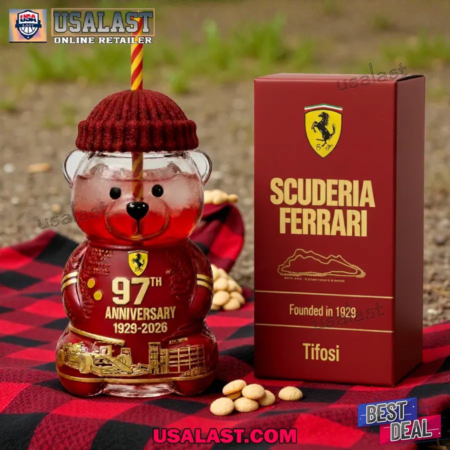 Scuderia Ferrari 97th Anniversary Bear Glass Cup