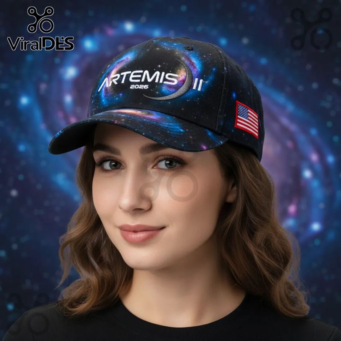 Artemis II NASA Moon Mission USA Flag Baseball Cap