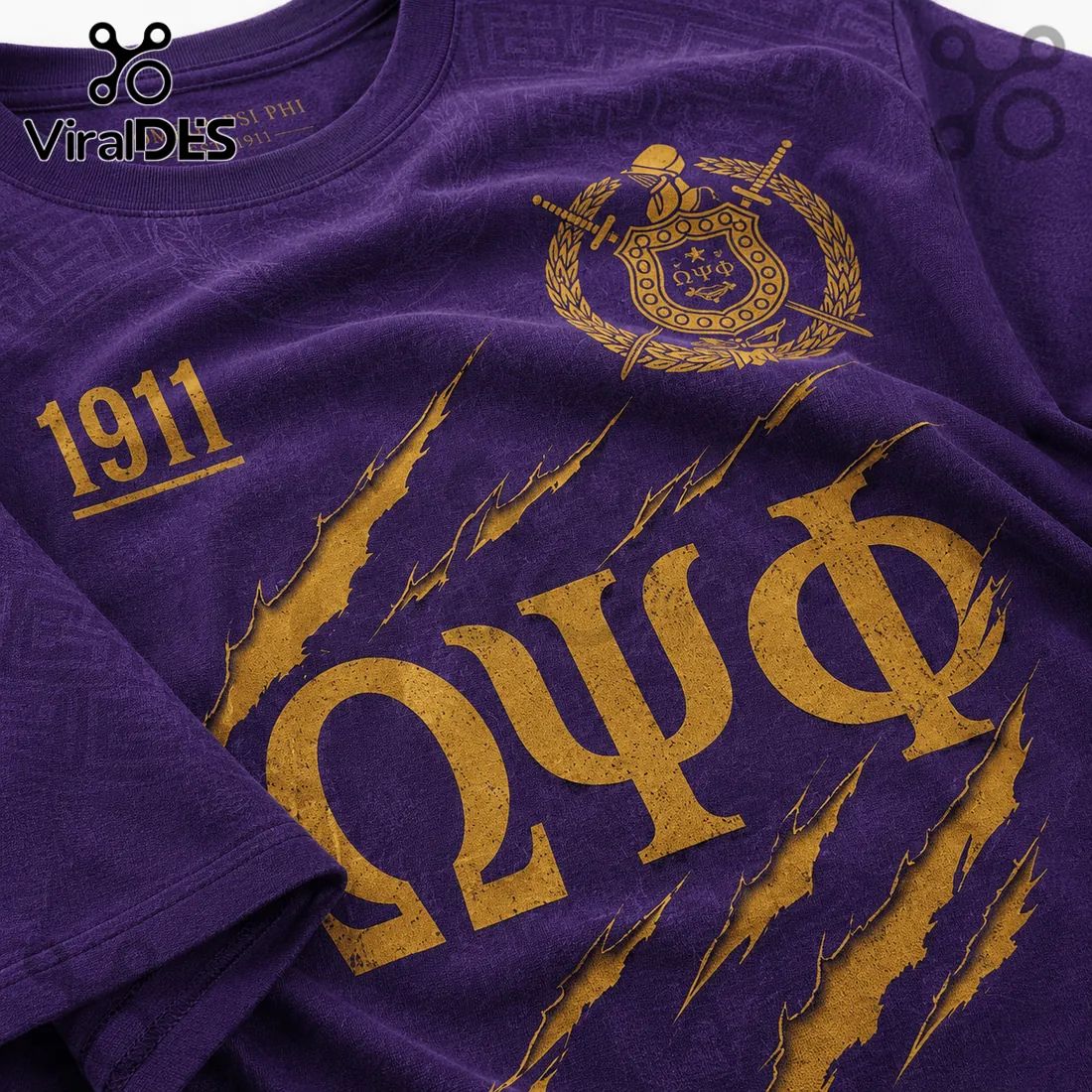 Omega Psi Phi Fraternity The Que Mascot Purple and Gold T-Shirt