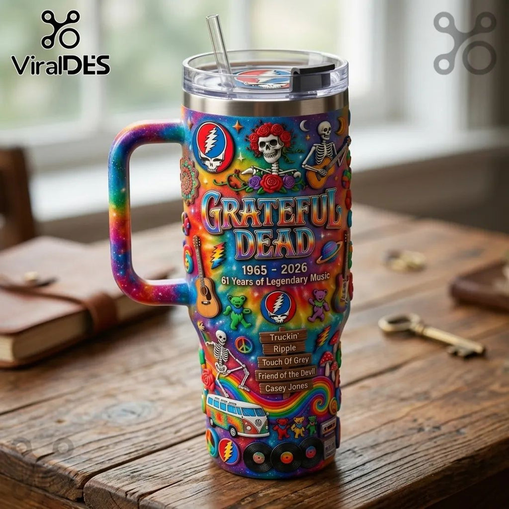 Grateful Dead 61 Years Anniversary Tie-Dye Collectible Travel Tumbler