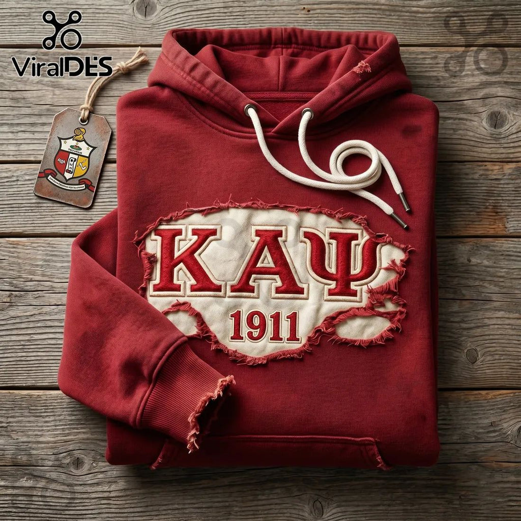 Kappa Alpha Psi KAΨ 1911 Distressed Vintage Red Pullover Hoodie