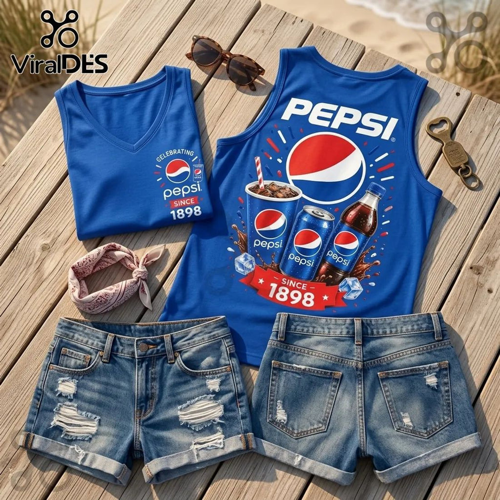 Pepsi 1898 Vintage Logo V-Neck Tank Top