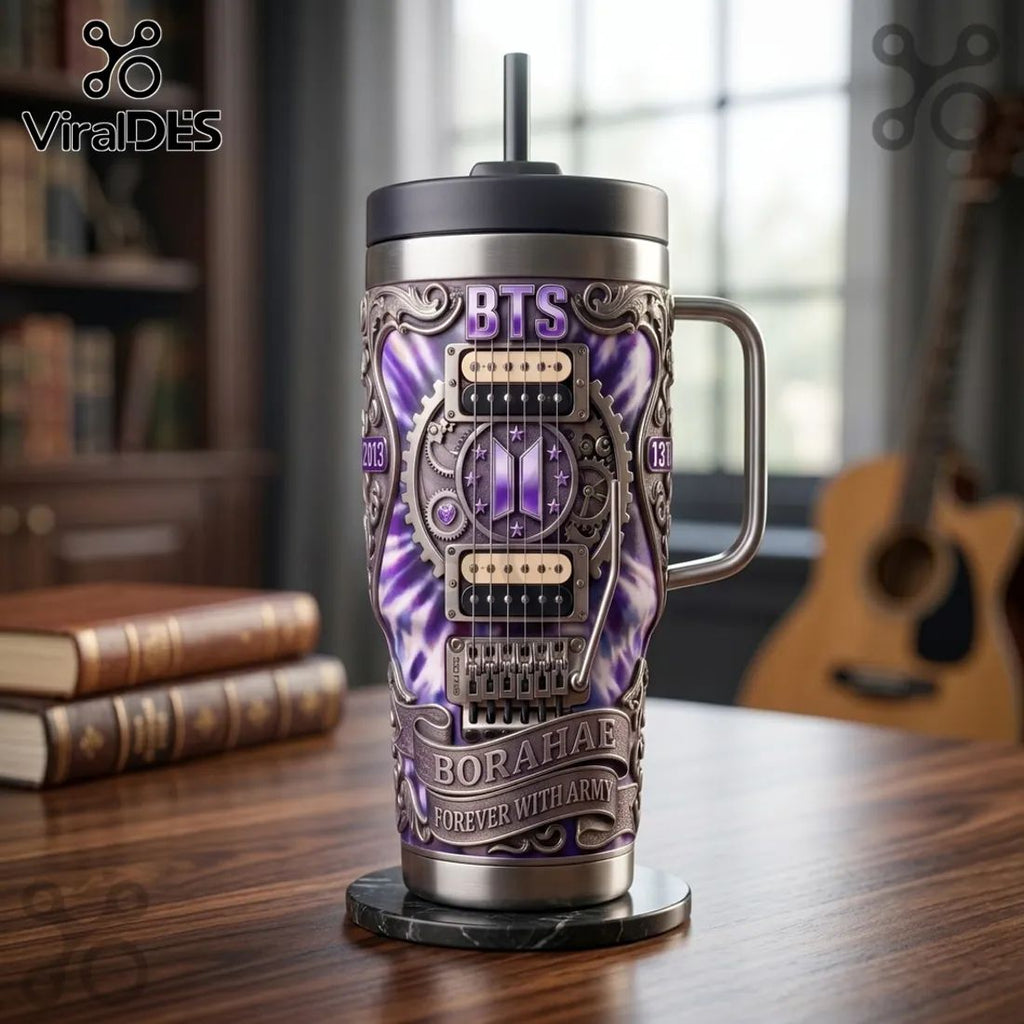 BTS x Yeti Limited Edition Purple Stainless Steel Handle Tumbler