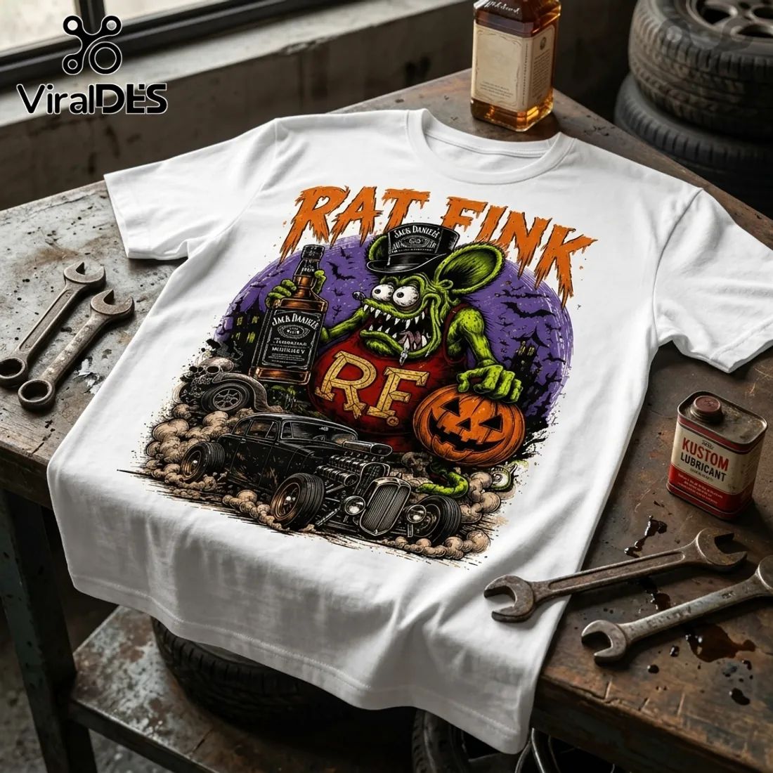 Rat Fink Drink Up Troublemakers Halloween T-Shirt