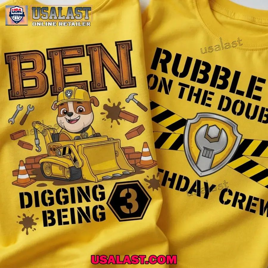 Personalized Sheriff Labrador Rubble On The Double Birthday Kid Tee Shirt