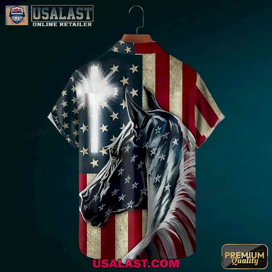 Horse American Flag Patriotic Hawaiian Shirt