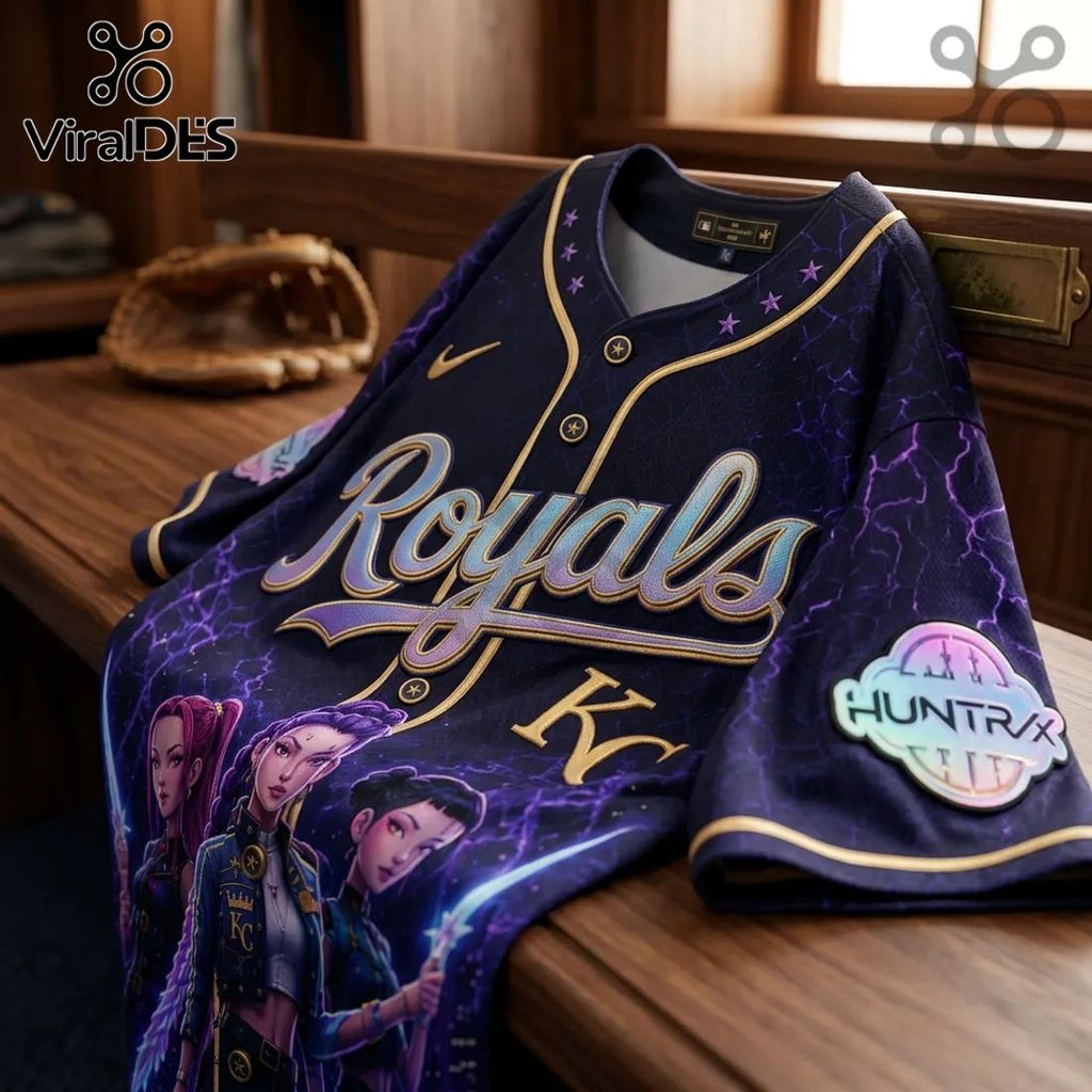 MLB x KPop Demon Hunters Kansas City Royals Navy Purple Jersey
