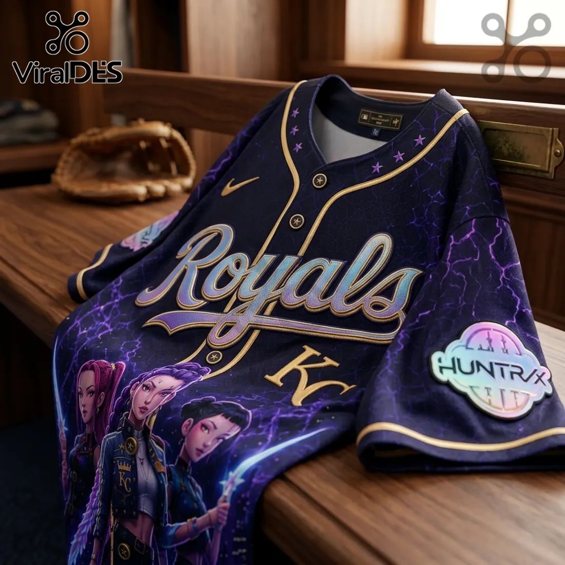 MLB x KPop Demon Hunters Kansas City Royals Navy Purple Jersey