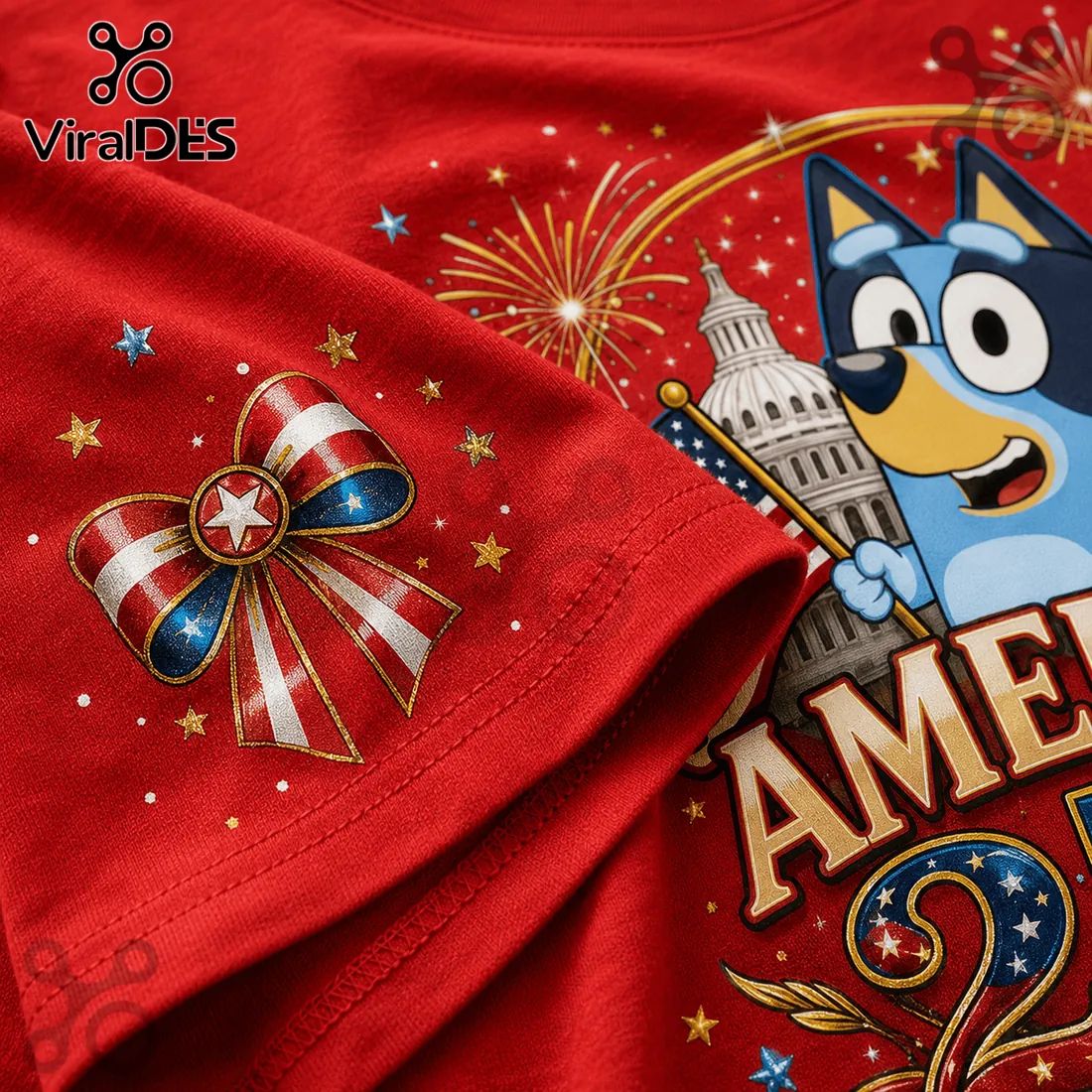 Bluey x America 250 Patriotic USA 1776-2026 Anniversary T-Shirt