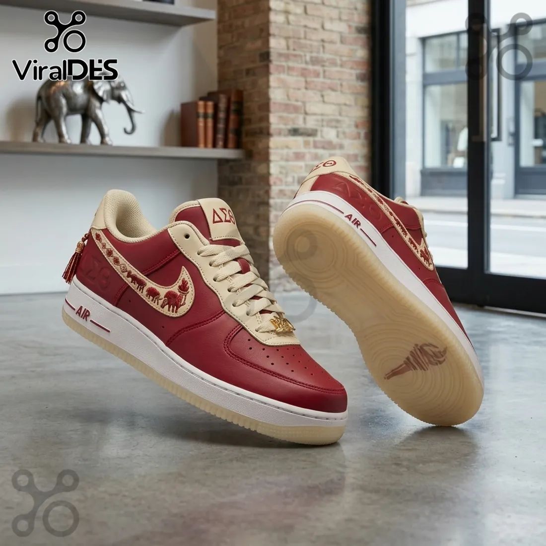 Delta Sigma Theta Crimson Leather AF1 Sneakers