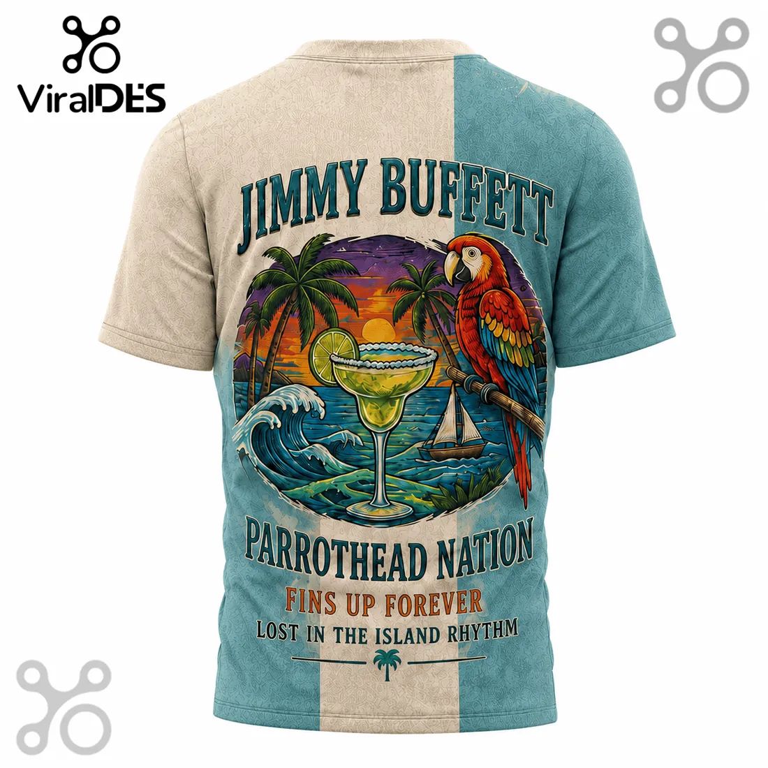 Jimmy Buffett Parrothead Nation Fins Up Gift for Men T-Shirt