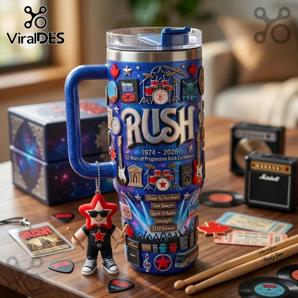 Rush Band 52 Years of Progressive Rock Collectible Stanley Tumbler