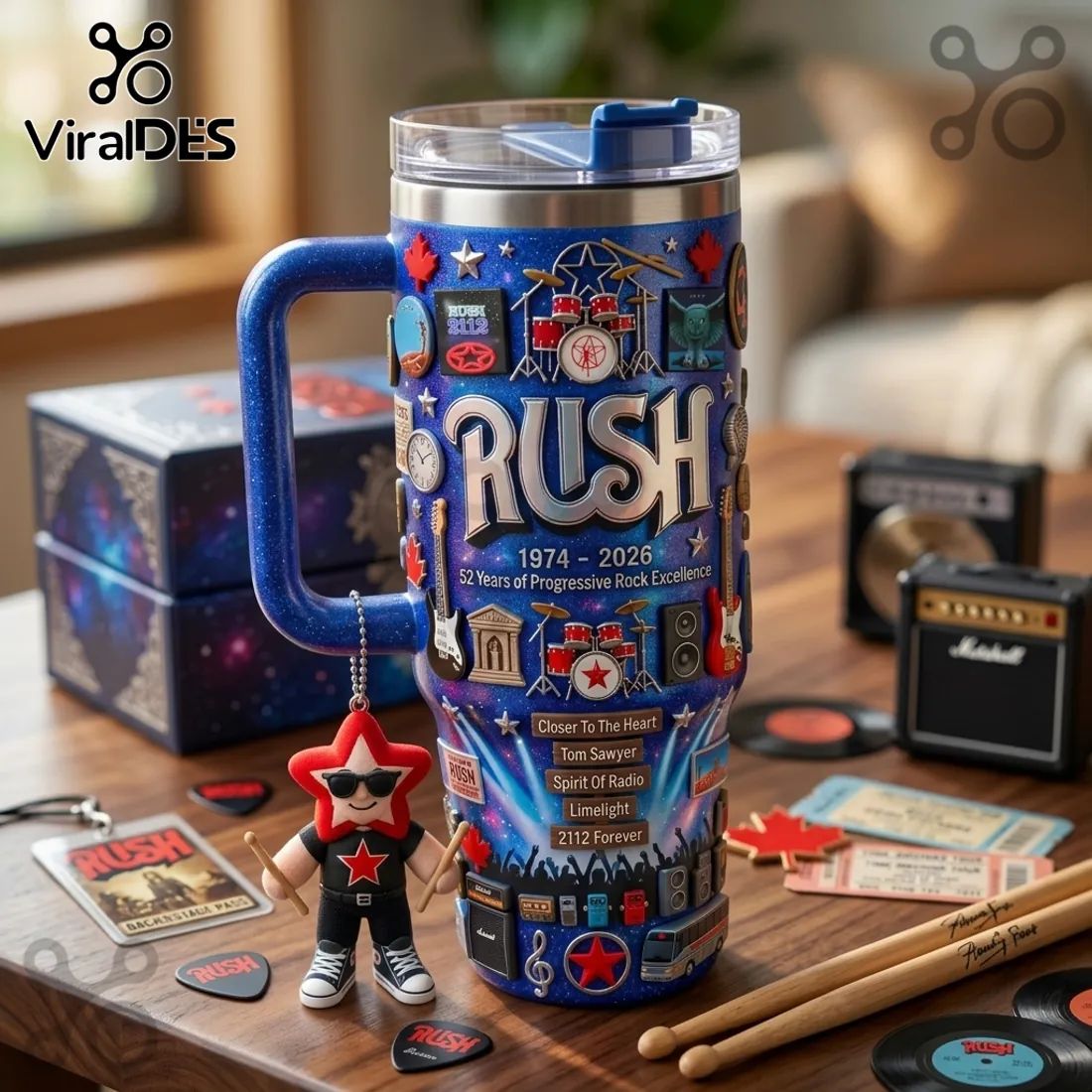 Rush Band 52 Years of Progressive Rock Collectible Stanley Tumbler