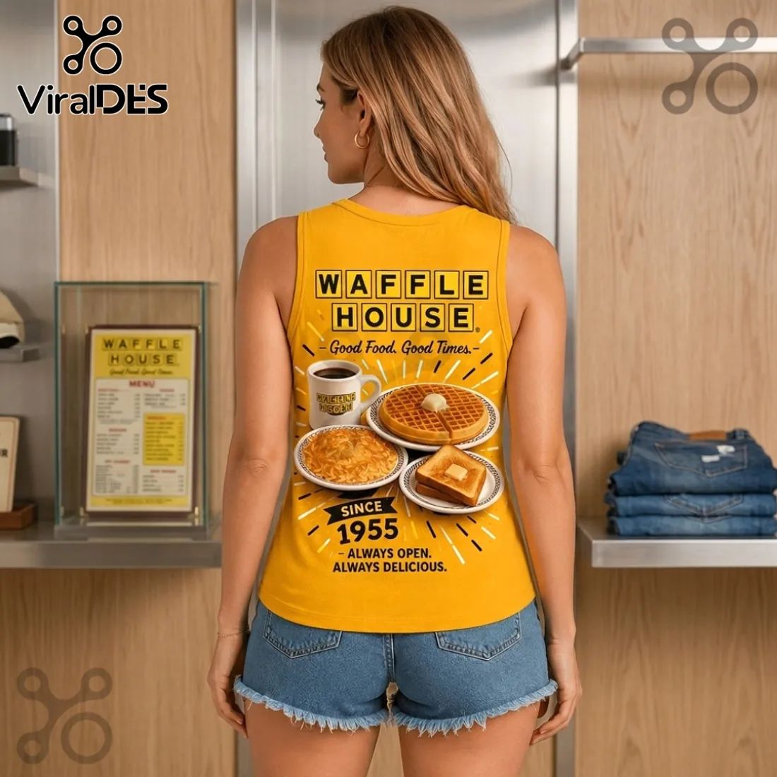 Waffle House Retro 1955 Logo V-Neck Tank Top