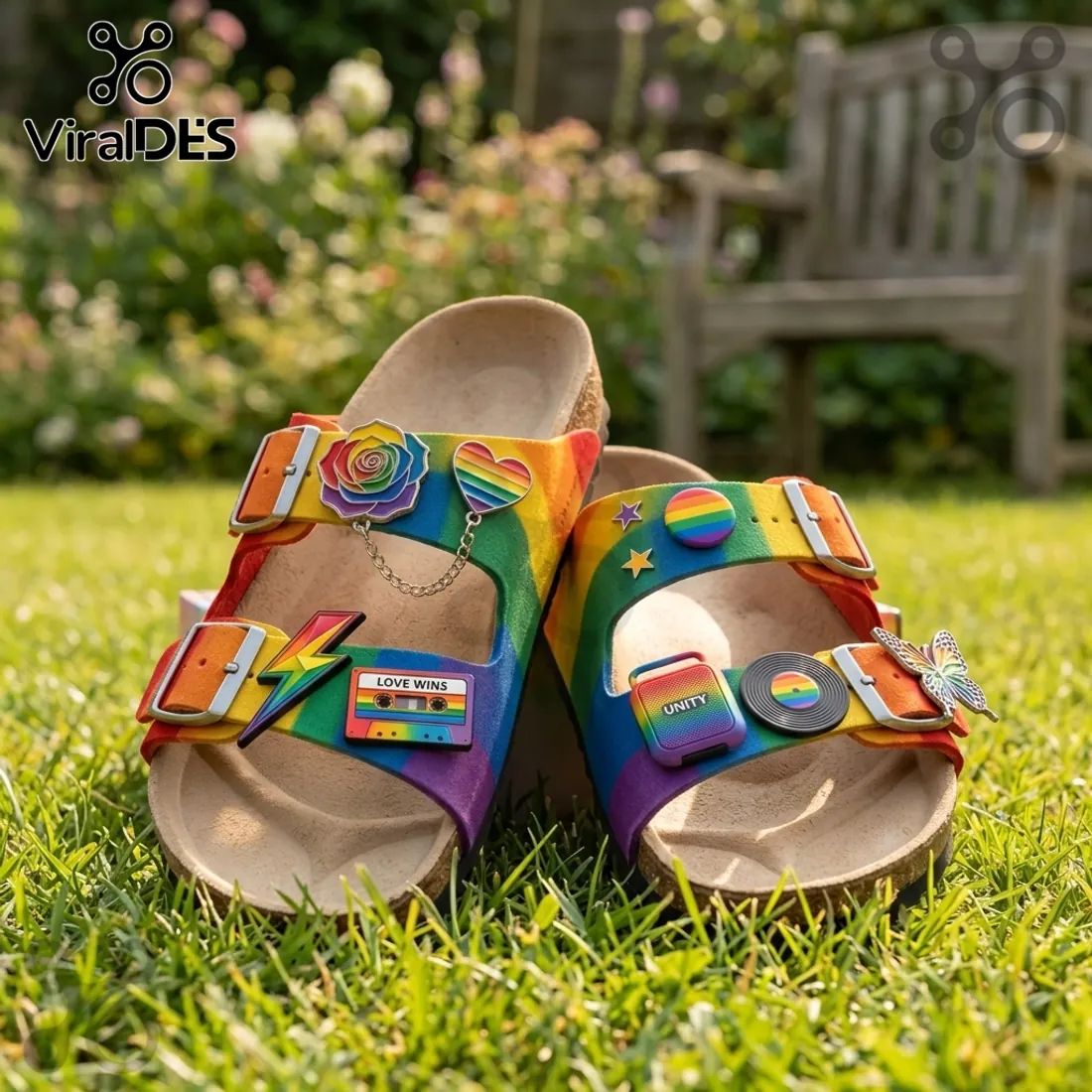 Pride Month Rainbow Cork Footbed Sandal Birken