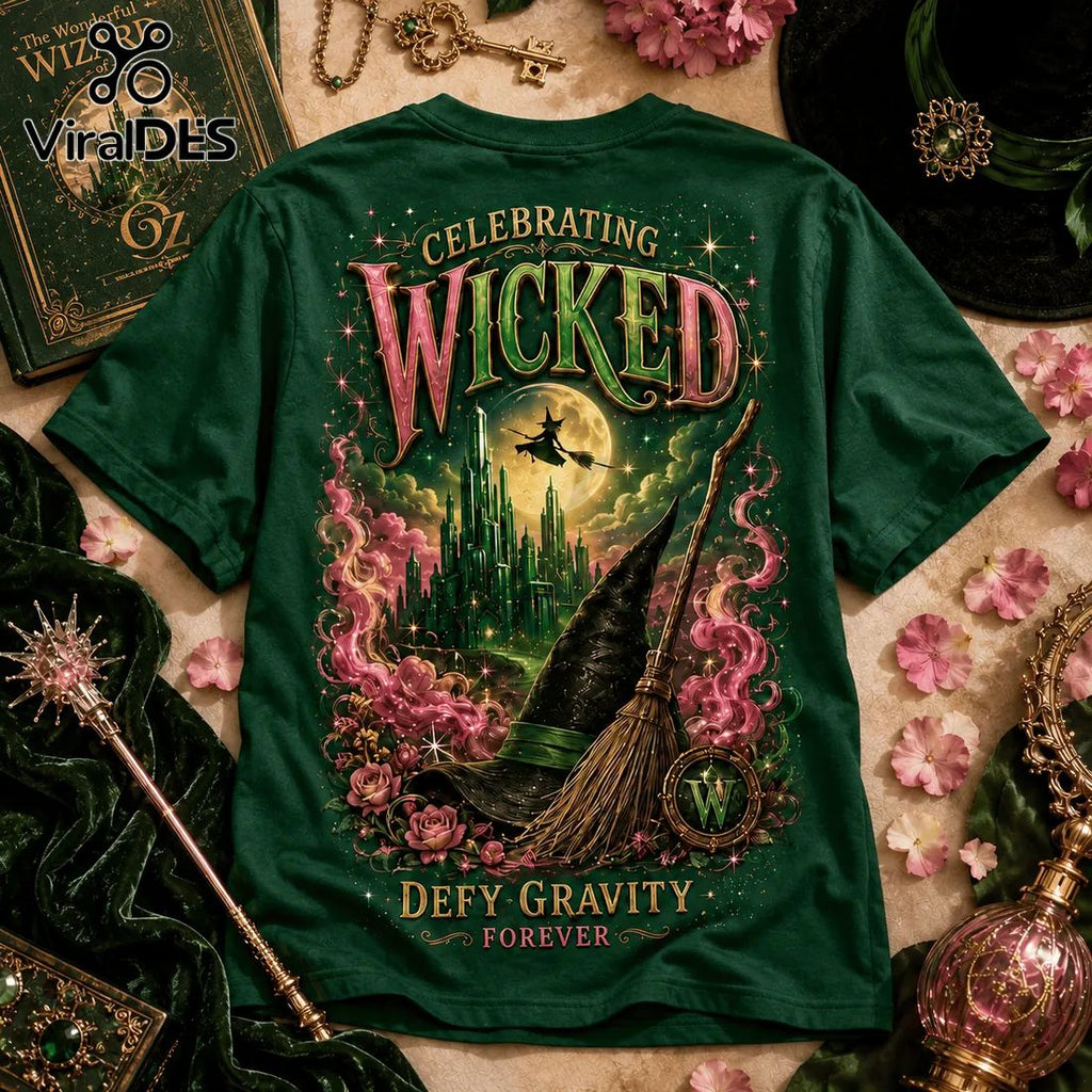 Wicked Elphaba and Glinda Forest Green T-Shirt