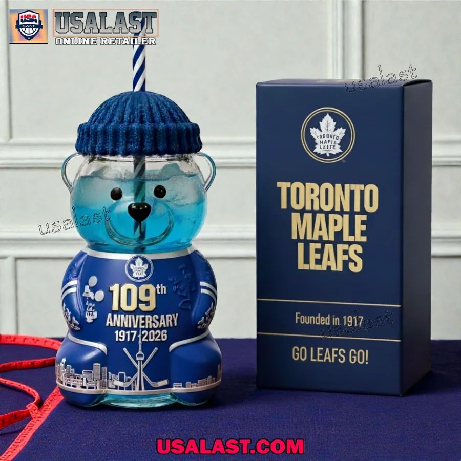 Toronto Maple Leafs 109th Anniversary Collectible Bear Glass Cup