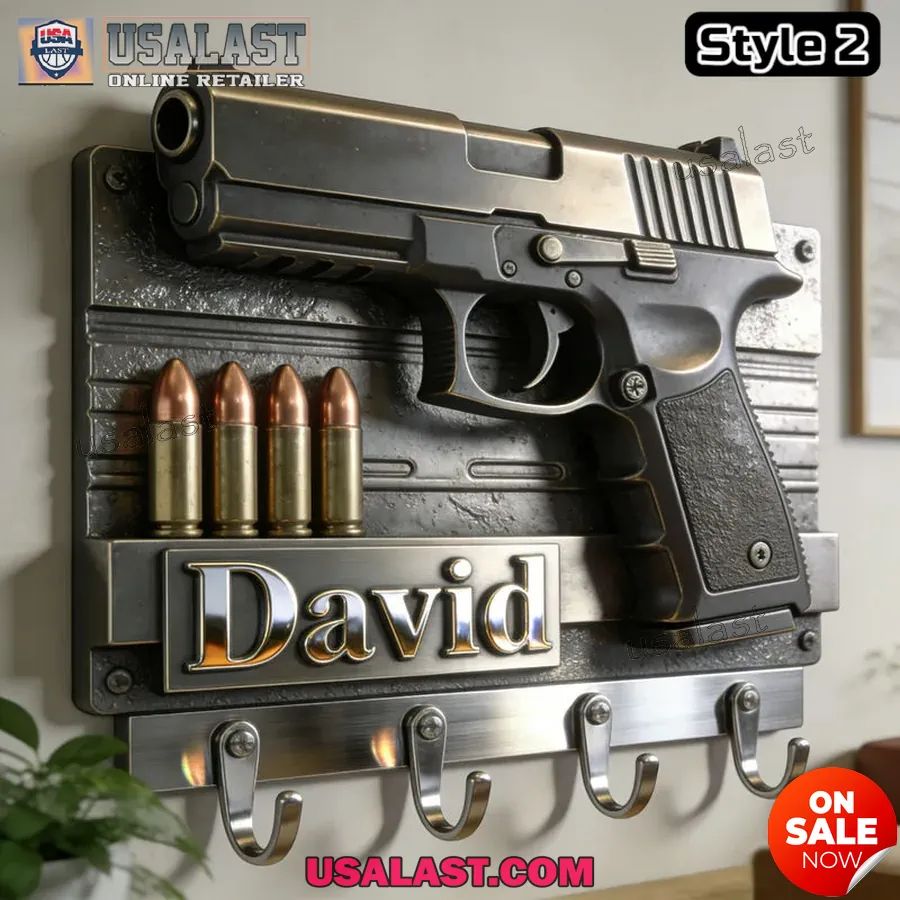 Personalized Pistol Bullet Themed Wall Hooks