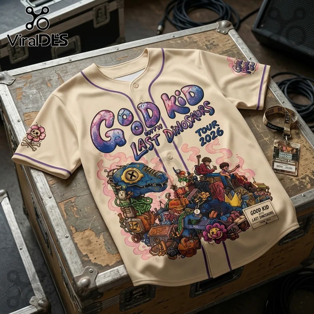 Good Kid x Last Dinosaurs 2026 Tour Beige Baseball Jersey