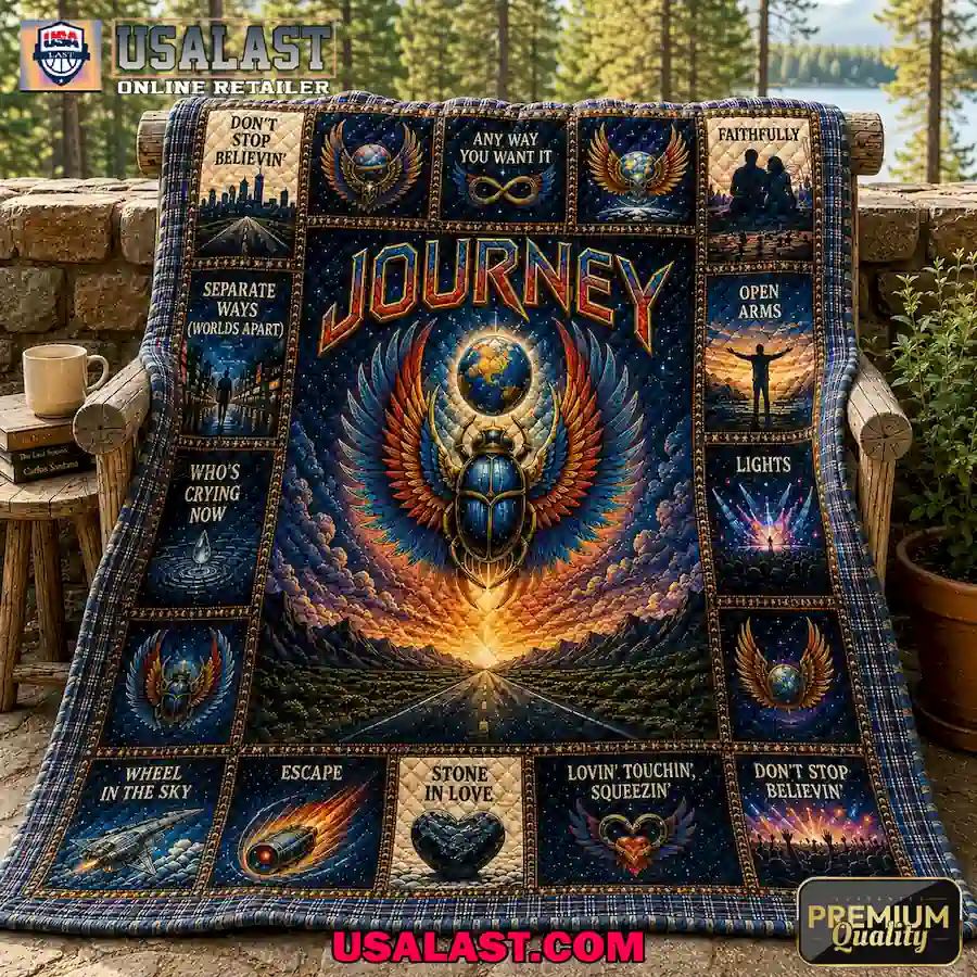 Journey Band Greatest Hits Tribute Quilt Blanket