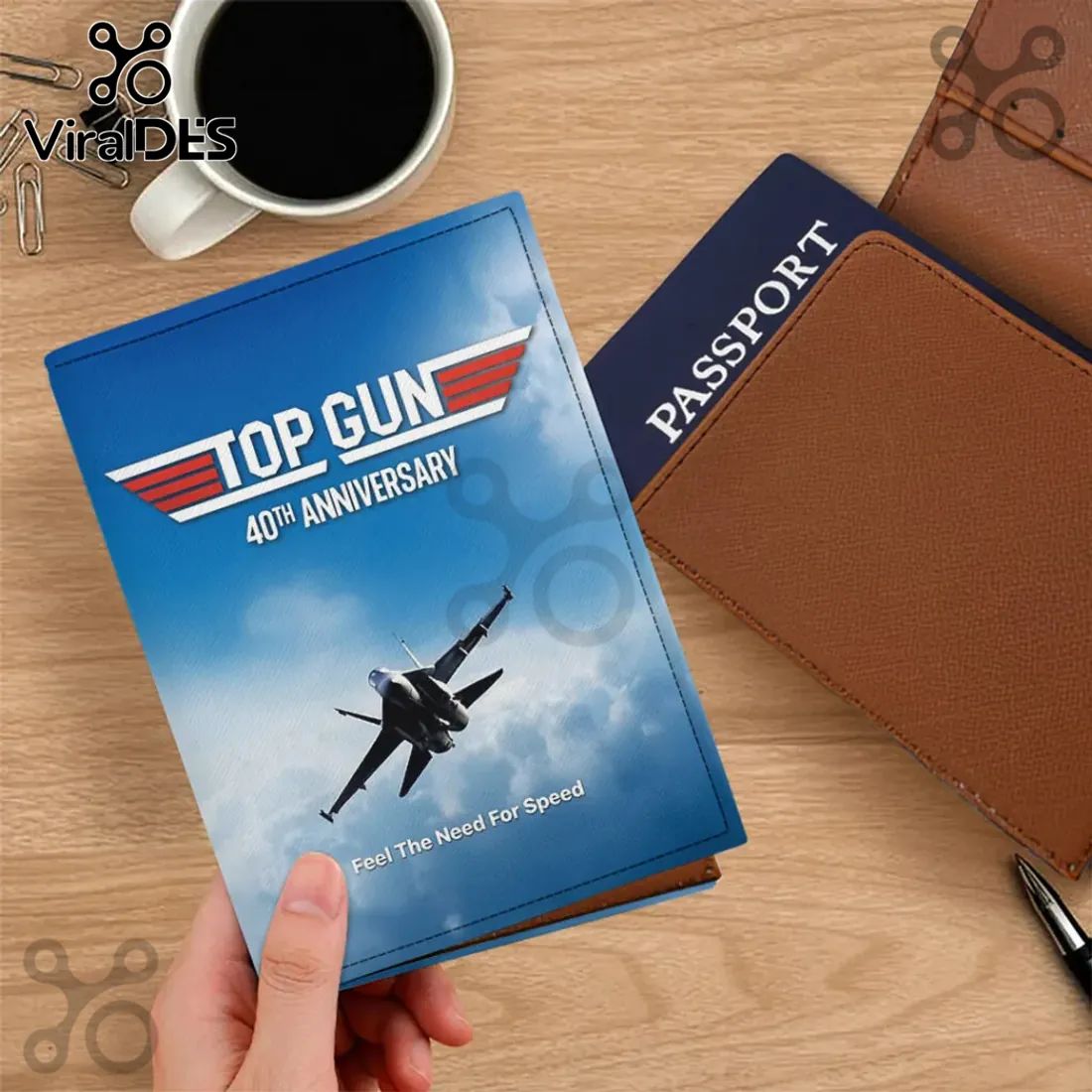 Gun 40th Anniversary Maverick Helmet Leather Passport Cover